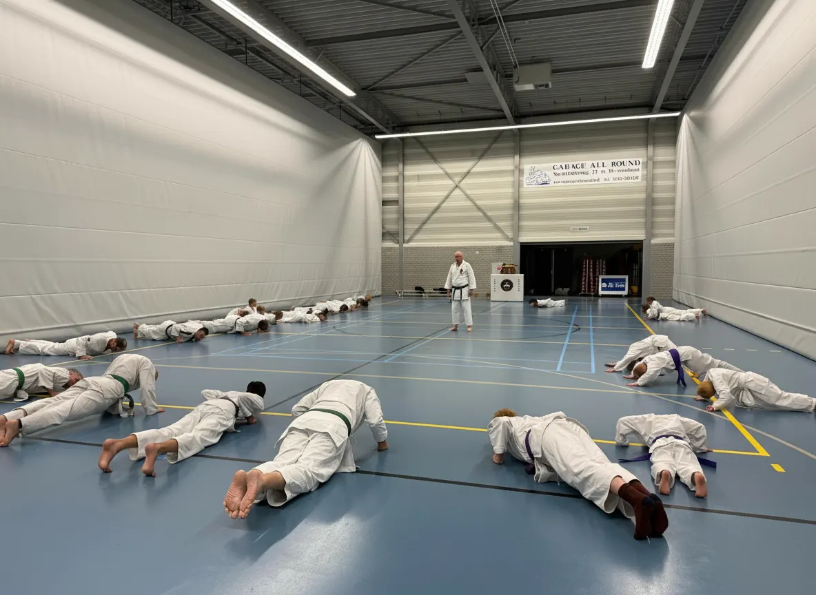 Kata demonstratie door karateleerlingen