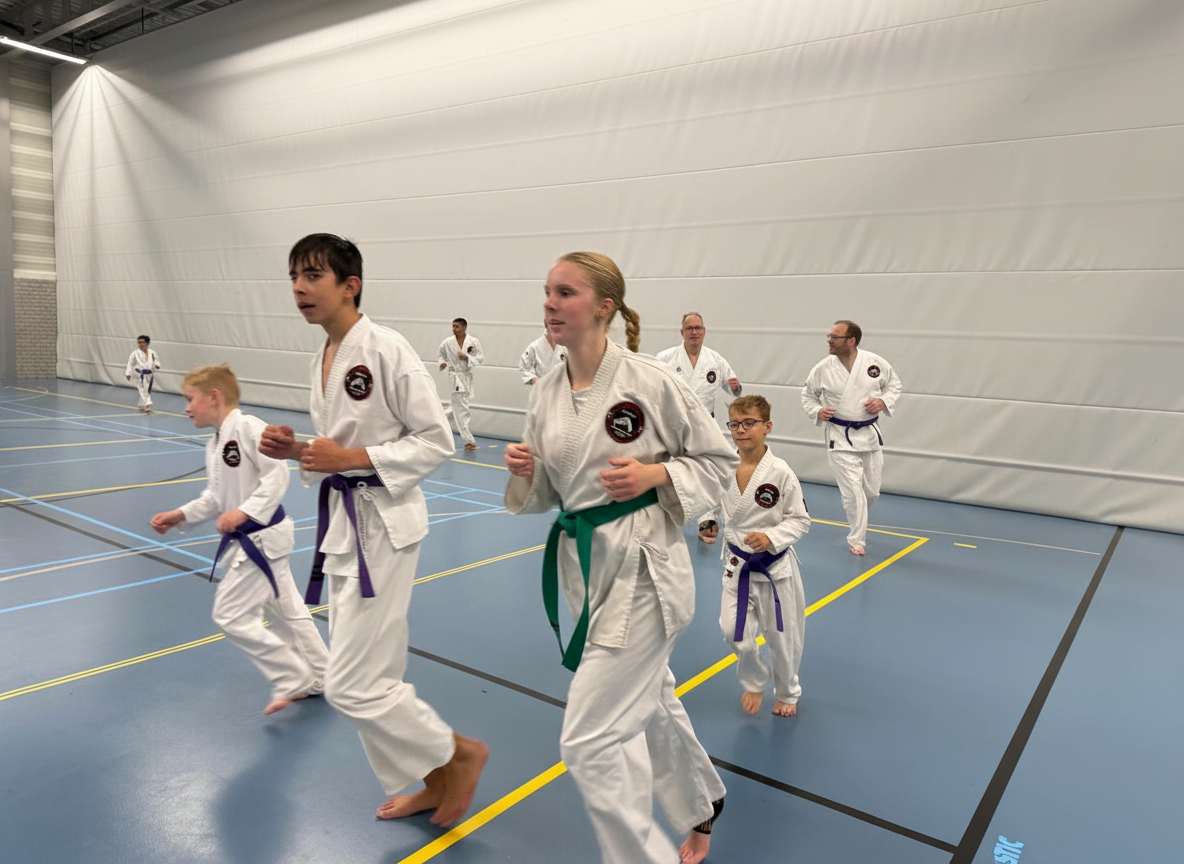 Groepstraining met sensei bij Karateschool Cor Slok