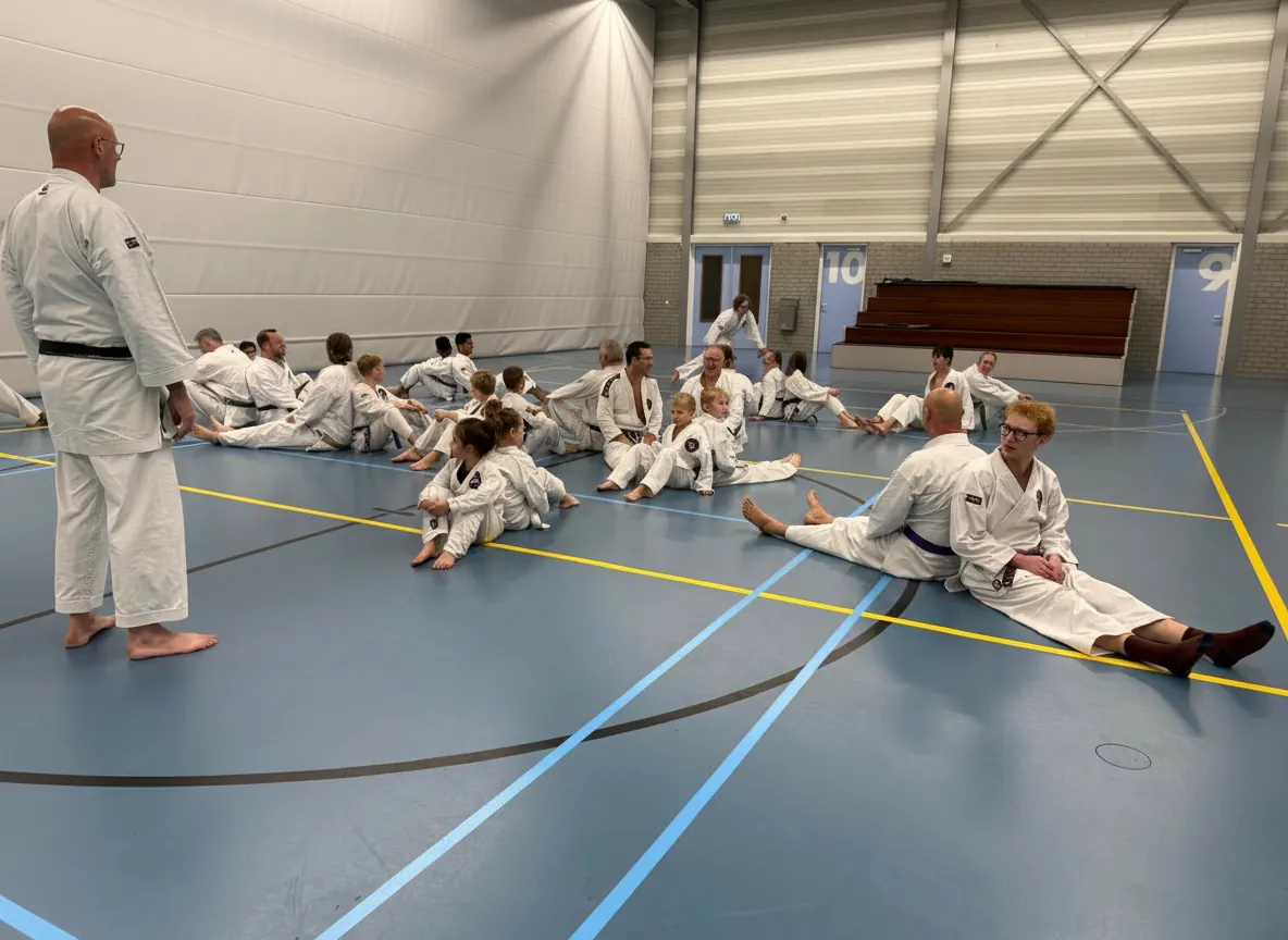 Volwassenen karate training in de dojo