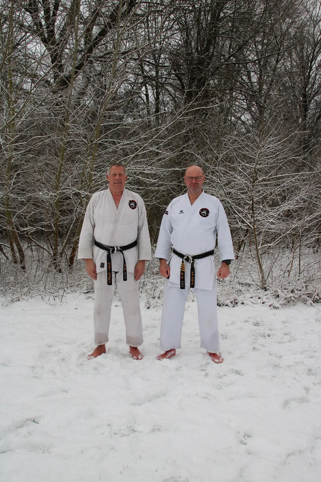 Sensei Cor en Sempai Peter in de sneeuw